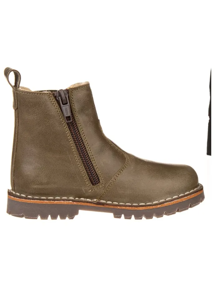 Skórzane sztyblety w kolorze khaki