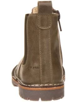 Skórzane sztyblety w kolorze khaki