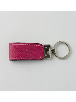 Skórzany brelok "Avy" w kolorze różowym do kluczy - 11 x 3 x 1 cm