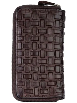 Skórzany portfel w kolorze brązowym - 18 x 9,5 x 3,5 cm