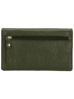 Skórzany portfel w kolorze khaki - 16 x 9 cm