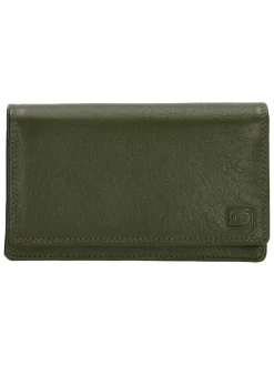 Skórzany portfel w kolorze khaki - 16 x 9 cm