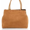 Skórzany shopper bag "Plaso" w kolorze beżowym- 41 x 28 x 7 cm