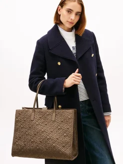 Skórzany shopper bag w kolorze jasnobrązowym - 43 x 31 x 17 cm