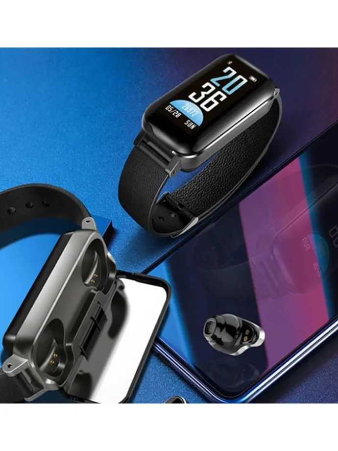 Smartwatch w kolorze czarnym ze słuchawkami