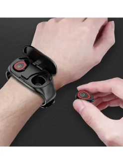 Smartwatch w kolorze czarnym ze słuchawkami