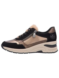 Sneakersy w kolorze złoto-jasnobrązowym na koturnie