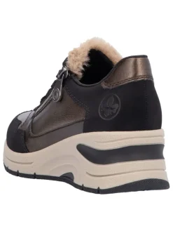 Sneakersy w kolorze złoto-jasnobrązowym na koturnie