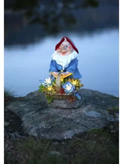 Solarna figurka LED "Gnomy" z kolorowym wzorem - 14 x 22 cm