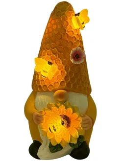 Solarna figurka ogrodowa w kolorze żółtym - 8,2 x 17,5 x 9,2 cm