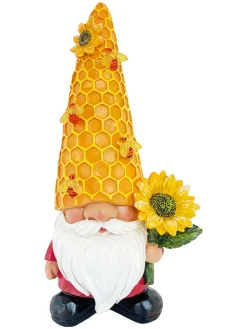 Solarna figurka ogrodowa w kolorze żółtym - 15 x 29,8 x 10 cm