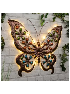 Solarna lampa ścienna LED "Butterfly" w kolorze brązowym - 61 x 52 cm