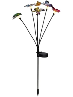 Solarna lampa dekoracyjna "Butterfly" w kolorze czarnym na trzonku - wys. 72 cm