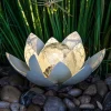Solarna lampa dekoracyjna LED "Lotus" w kolorze kremowym - wys. 12 cm