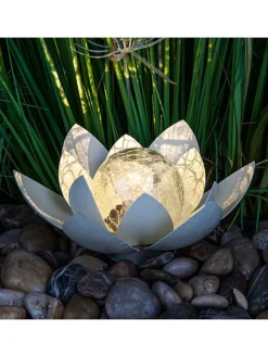 Solarna lampa dekoracyjna LED "Lotus" w kolorze kremowym - wys. 12 cm
