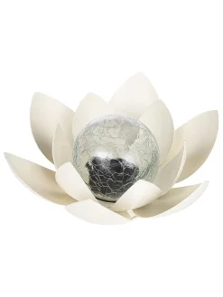 Solarna lampa dekoracyjna LED "Lotus" w kolorze kremowym - wys. 12 cm