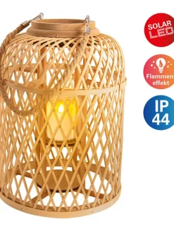 Solarna lampa LED w kolorze jasnobrązowym - wys. 38 cm