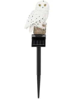 Solarna lampa ogrodowa LED "Owl" w kolorze białym na trzonku - wys. 45 cm