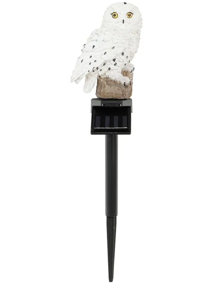 Solarna lampa ogrodowa LED "Owl" w kolorze białym na trzonku - wys. 45 cm