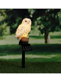 Solarna lampa ogrodowa LED "Owl" w kolorze białym na trzonku - wys. 45 cm