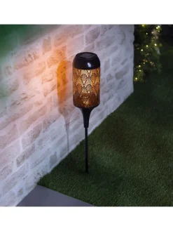 Solarna lampa ogrodowa LED w kolorze czarnym na trzonku