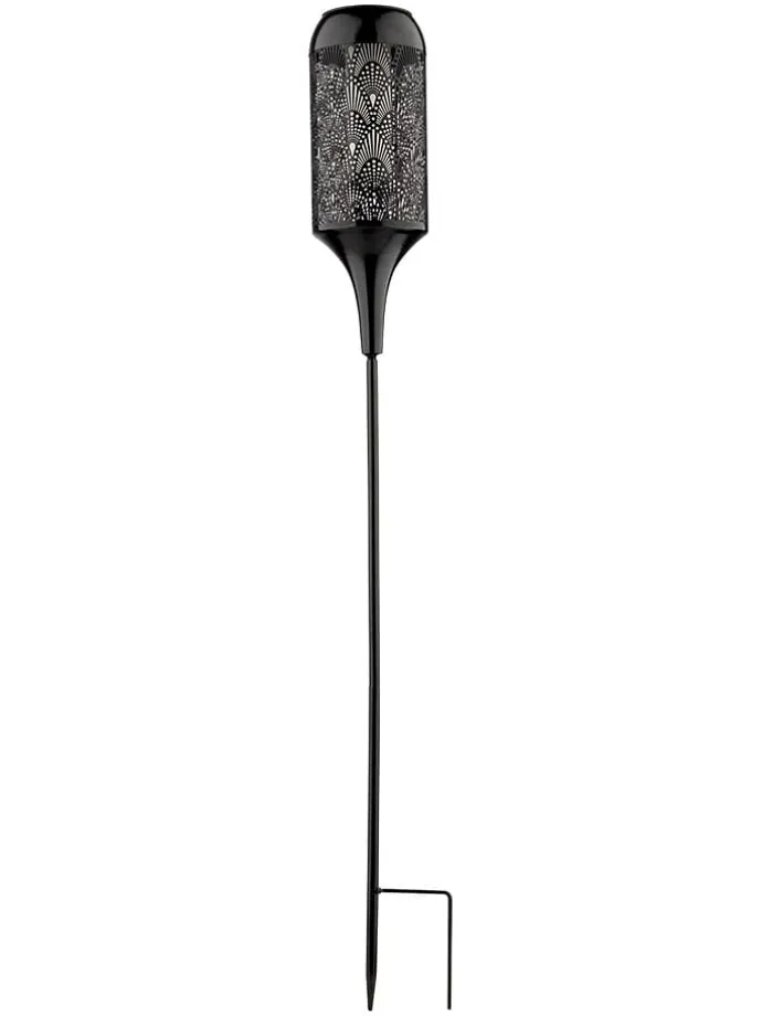 Solarna lampa ogrodowa LED w kolorze czarnym na trzonku