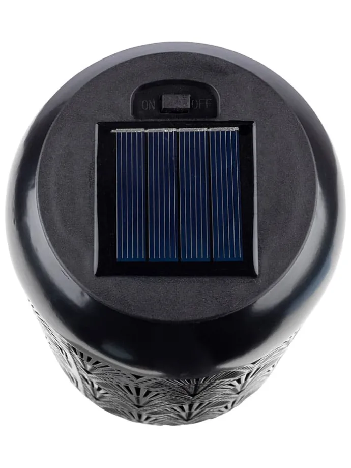 Solarna lampa ogrodowa LED w kolorze czarnym na trzonku