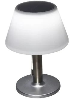 Solarna lampa stołowa LED w kolorze srebrno-białym - wys. 28 x Ø 20 cm