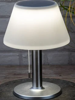 Solarna lampa stołowa LED w kolorze srebrno-białym - wys. 28 x Ø 20 cm