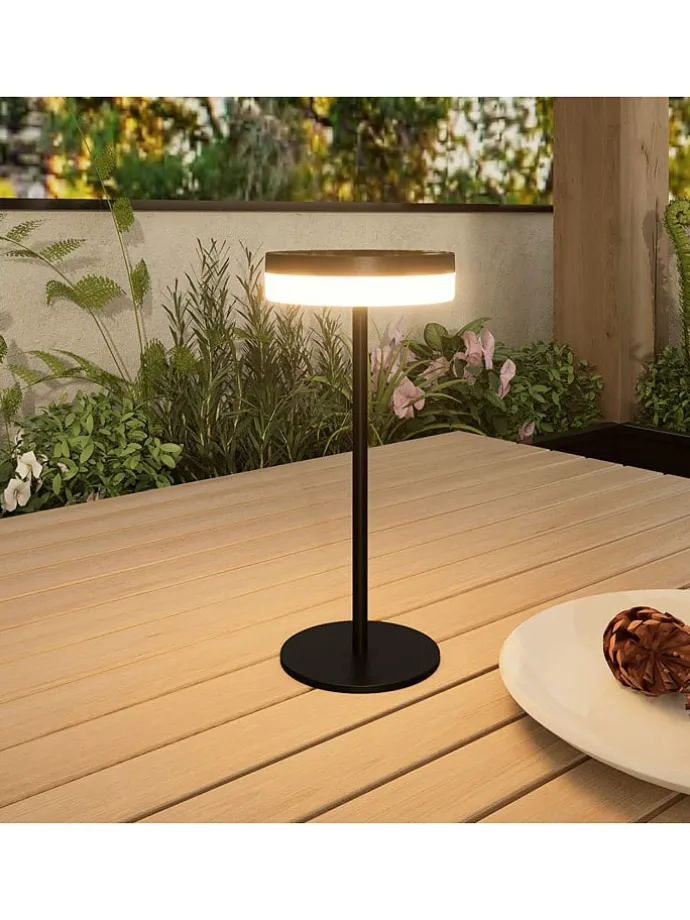 Solarna lampa stołowa "Vivia Mini" w kolorze czarnym - wys. 27,2 x Ø 15,5 cm