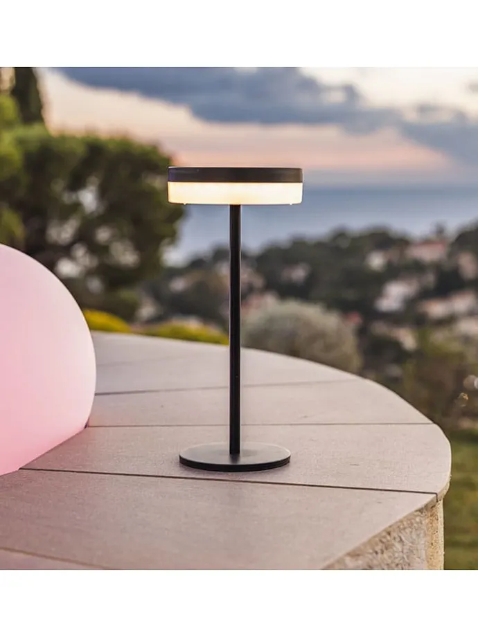 Solarna lampa stołowa "Vivia Mini" w kolorze czarnym - wys. 27,2 x Ø 15,5 cm