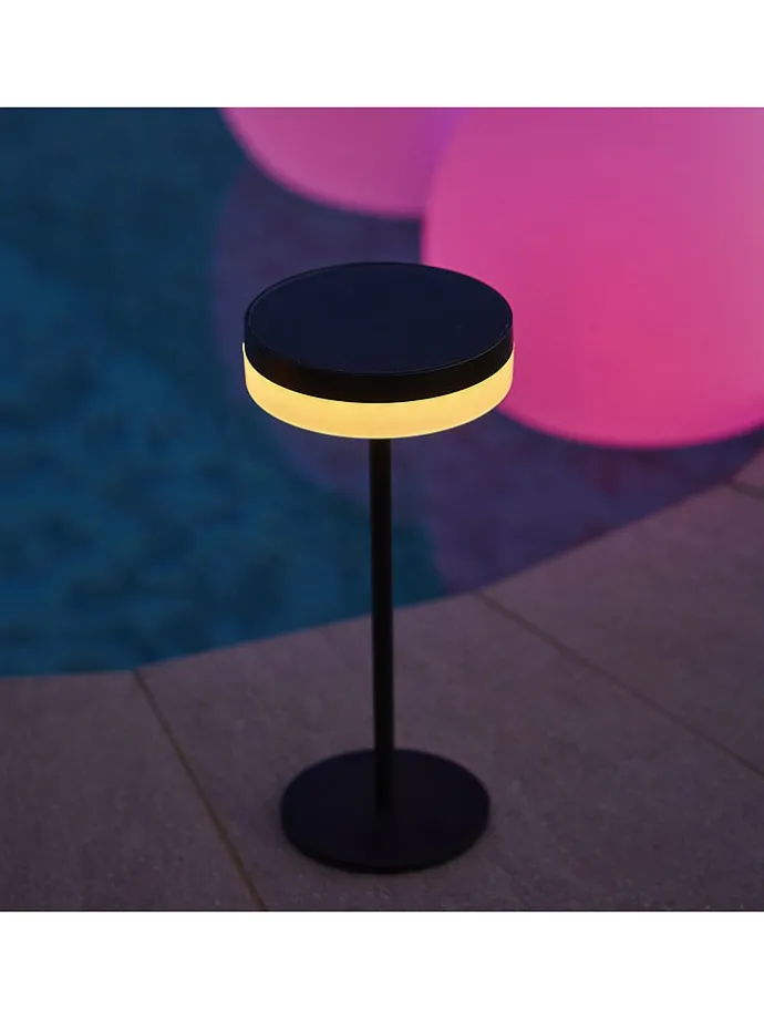 Solarna lampa stołowa "Vivia Mini" w kolorze czarnym - wys. 27,2 x Ø 15,5 cm