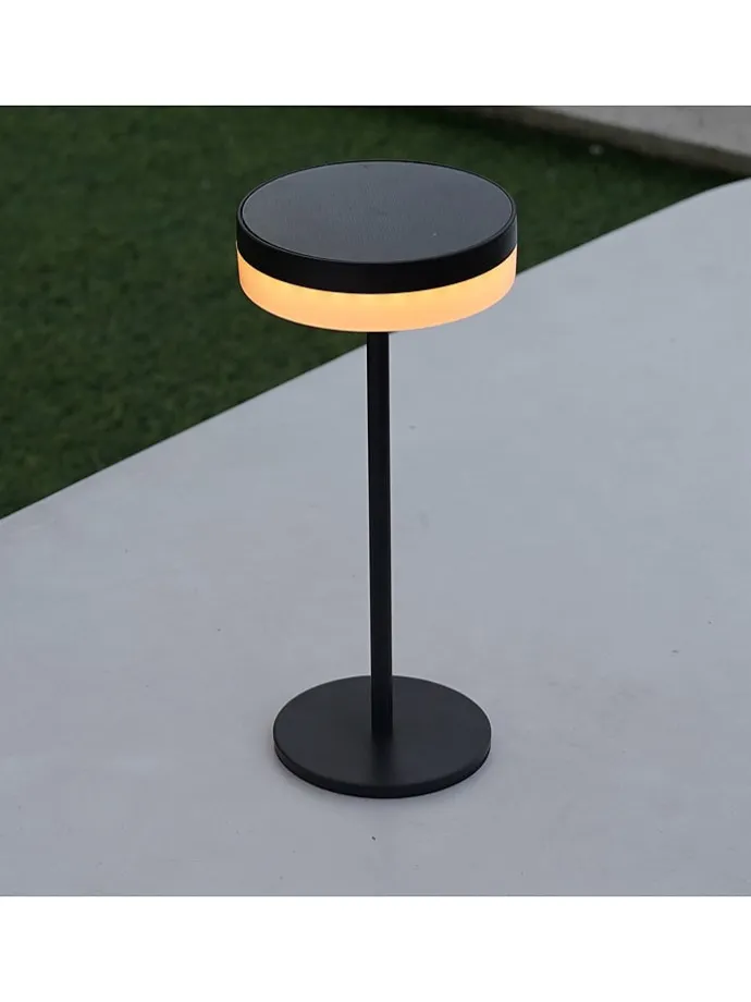 Solarna lampa stołowa "Vivia Mini" w kolorze czarnym - wys. 27,2 x Ø 15,5 cm