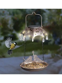 Solarna stacja karmienia LED w kolorze złotym - wys. 49 x Ø 19 cm