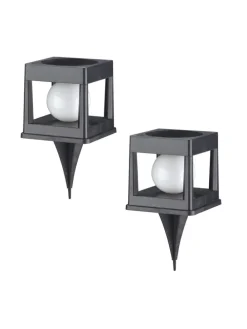 Solarne lampy ogrodowe LED (2 szt.) w kolorze szarym - 11,5 x 21,5 x 11,5 cm
