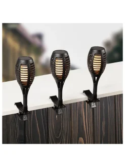 Solarne lampy ogrodowe LED (3 szt.) w kolorze czarnym na trzonku - wys. 49,5 cm