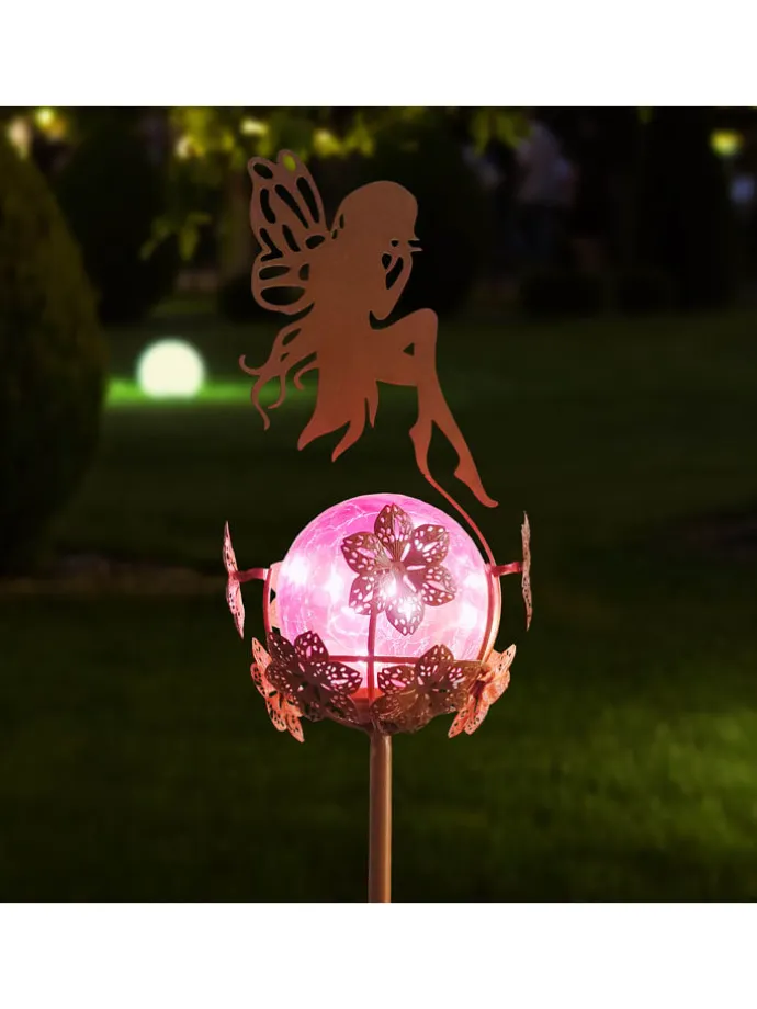 Solarne lampy ogrodowe LED (2 szt.) w kolorze niebiesko-różowym - wys. 94 cm