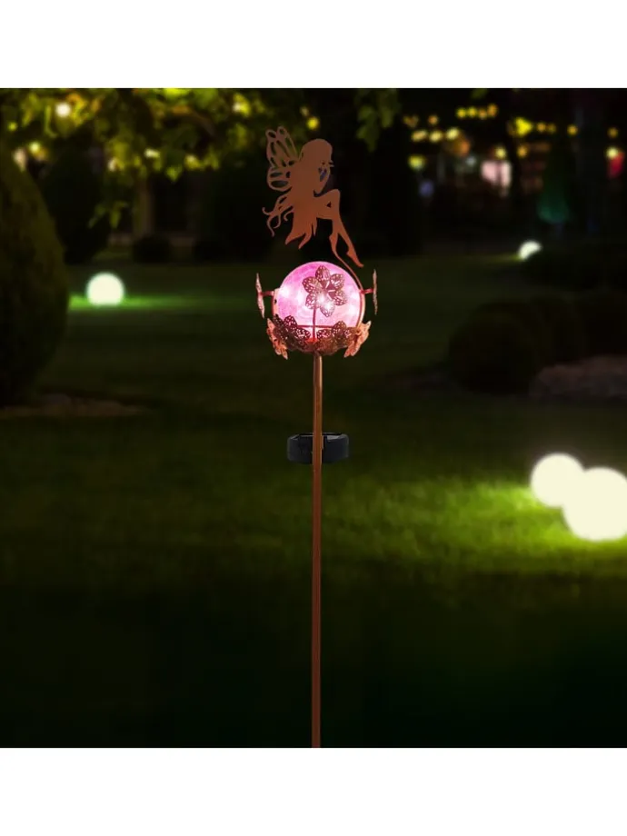 Solarne lampy ogrodowe LED (2 szt.) w kolorze niebiesko-różowym - wys. 94 cm