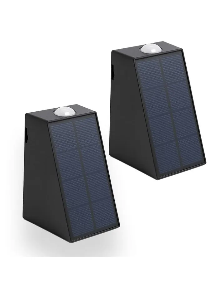 Solarne lampy zewnętrzne LED (2 szt.) w kolorze czarnym - 7,5 x 11,5 x 8 cm