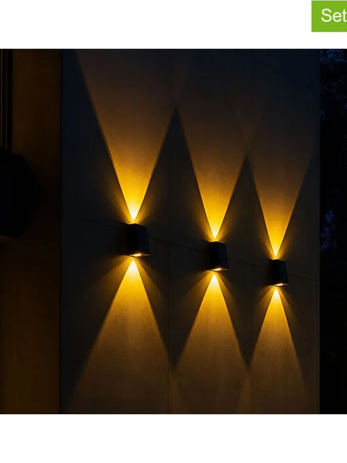 Solarne lampy zewnętrzne LED (2 szt.) w kolorze czarnym - 7,5 x 11,5 x 8 cm