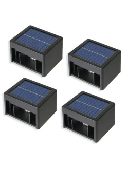 Solarne lampy zewnętrzne LED (4 szt.) w kolorze czarnym - 9,5 x 6,2 x 8 cm