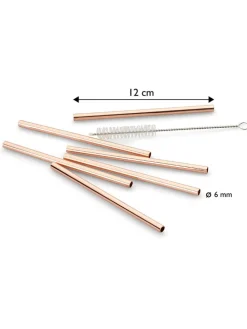 Słomki (6 szt.) w kolorze miedzianym do picia - wys. 12 cm