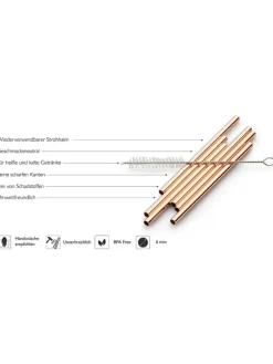 Słomki (6 szt.) w kolorze miedzianym do picia - wys. 12 cm