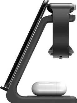 Stacja dokująca w kolorze czarnym na iPhone, Apple-Watch i AirPods