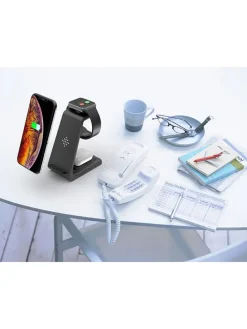 Stacja dokująca w kolorze czarnym na iPhone, Apple-Watch i AirPods