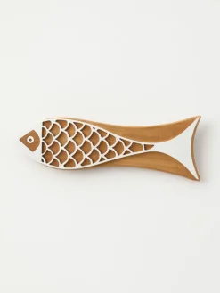 Stempel "Fish" w kolorze jasnobrązowo-białym - 17 x 5 cm