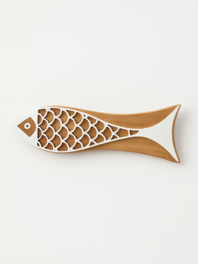 Stempel "Fish" w kolorze jasnobrązowo-białym - 17 x 5 cm