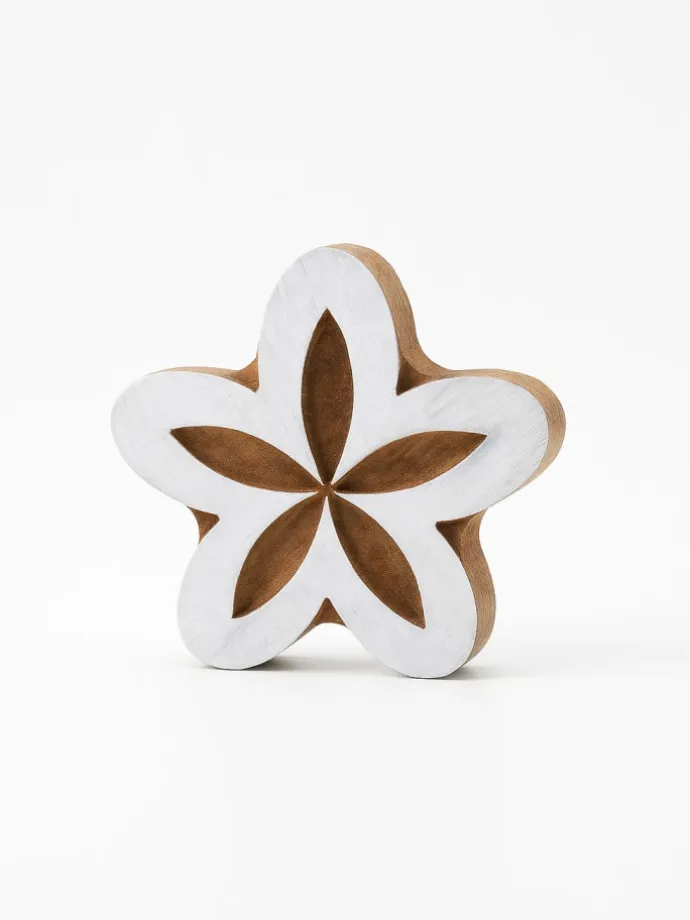 Stempel "Flower" w kolorze jasnobrązowo-białym - 9 x 9 cm