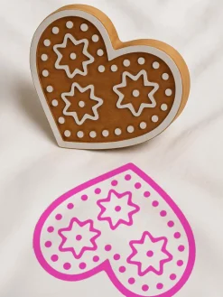 Stempel "Heart" w kolorze jasnobrązowo-białym - 9 x 10 cm