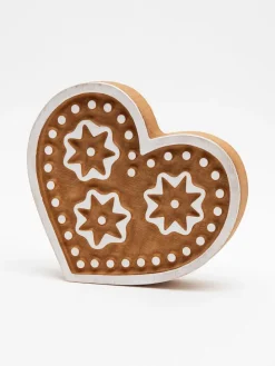 Stempel "Heart" w kolorze jasnobrązowo-białym - 9 x 10 cm
